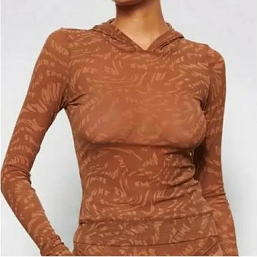 SKIMS Latte Swirl 3 Piece Set XXS Sheer Hoodie Bralette Shorts NWT Rare